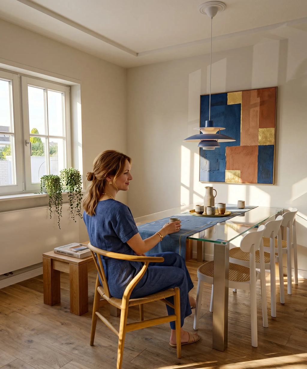 Suspension design danois en aluminium mat parfaite pour sublimer une salle à manger