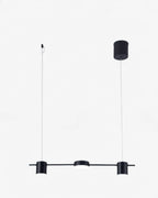 Luminaire suspendu industriel noir LED au design rectangulaire, idéal pour décoration moderne de salon, cuisine ou salle à manger.