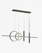 Suspension LED nordique couleur or, lustre moderne minimaliste idéal pour salle à manger ou salon contemporain.