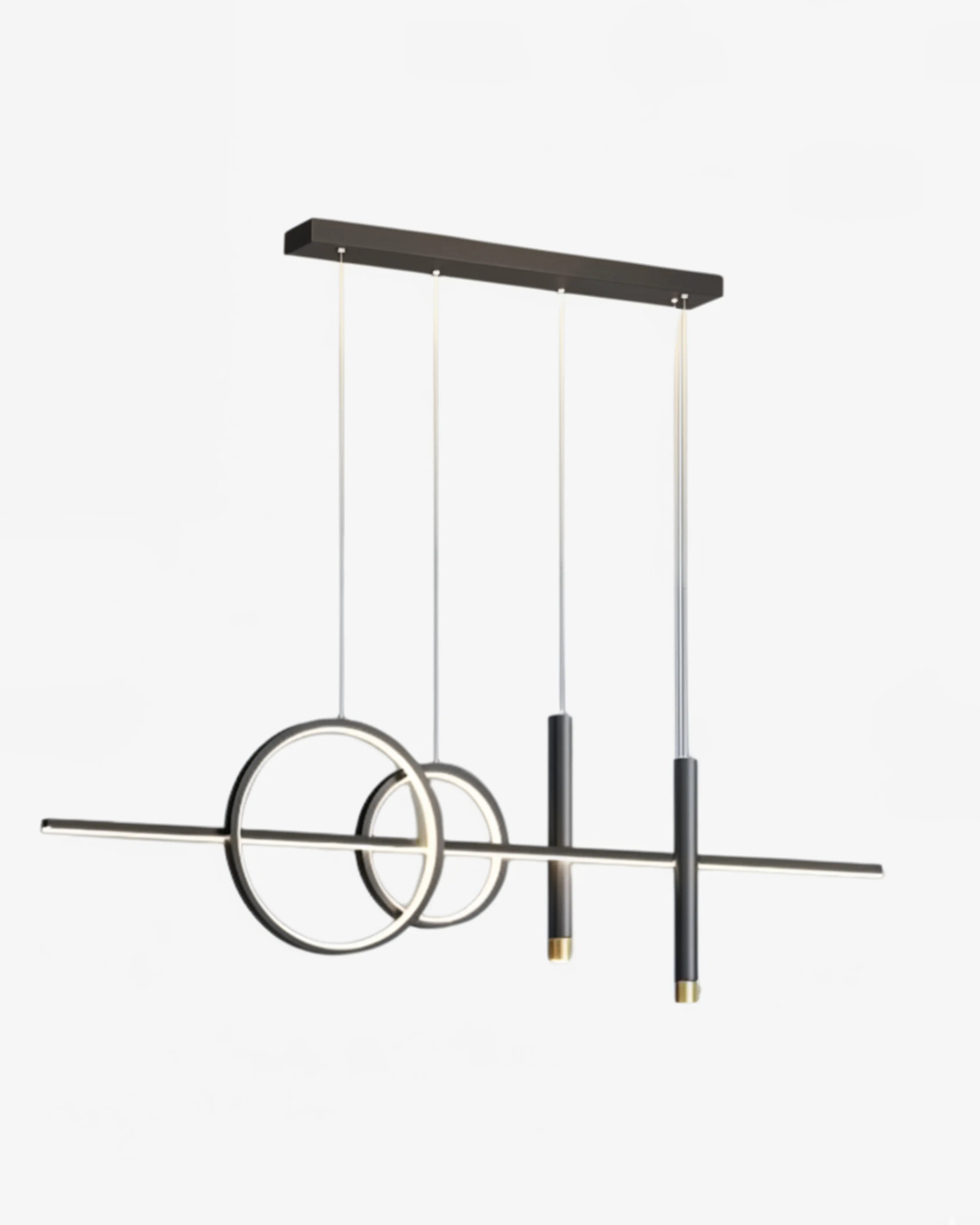 Suspension LED nordique couleur or, lustre moderne minimaliste idéal pour salle à manger ou salon contemporain.