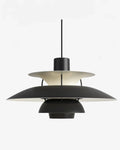 Suspension design danois en aluminium avec forme soucoupe diffusant une lumière douce et élégante