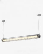 Suspension noire LED tube long au style minimaliste et moderne.