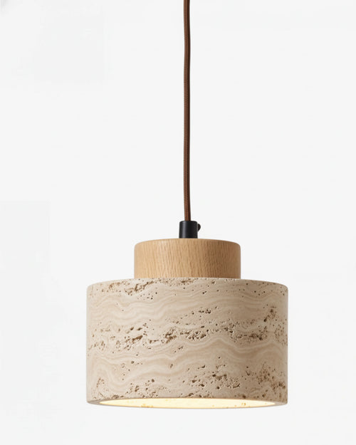 Suspension en pierre style wabi-sabi japonais, lampe naturelle minimaliste pour chambre ou salon.