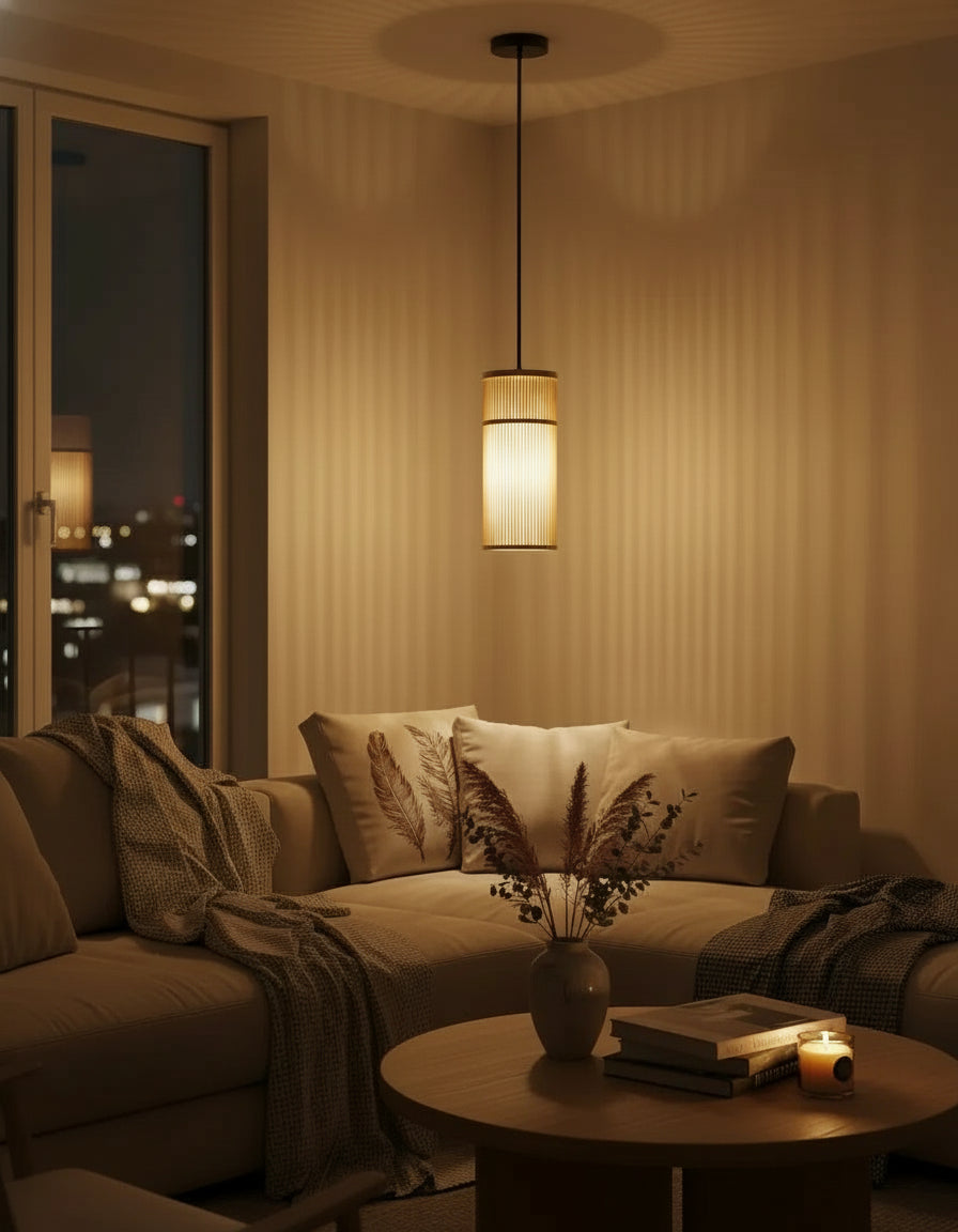 Suspension en rotin naturel, luminaire bohème idéal pour éclairage de chambre ou pièce de vie.