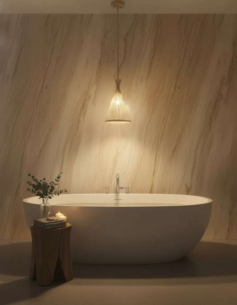 Suspension en rotin au tressage artisanal, luminaire plafond pour ambiance douce et authentique.