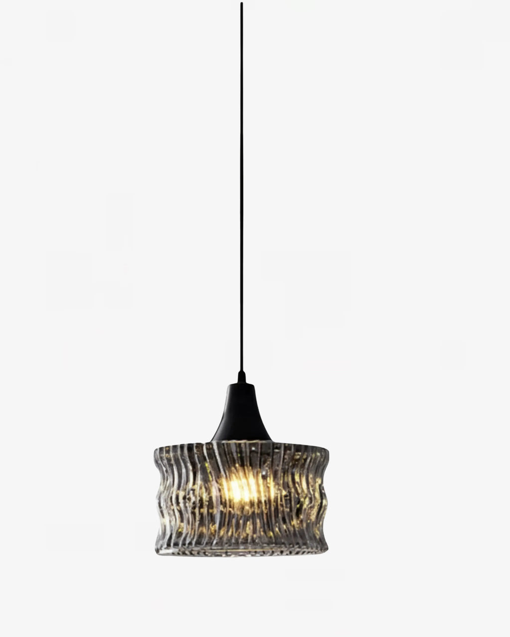 Suspension en verre noir fumé design.